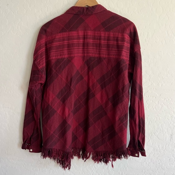Scotch and Soda Club Mirage Button Down Shirt in Maroon Raw Hem - Picture 7 of 8